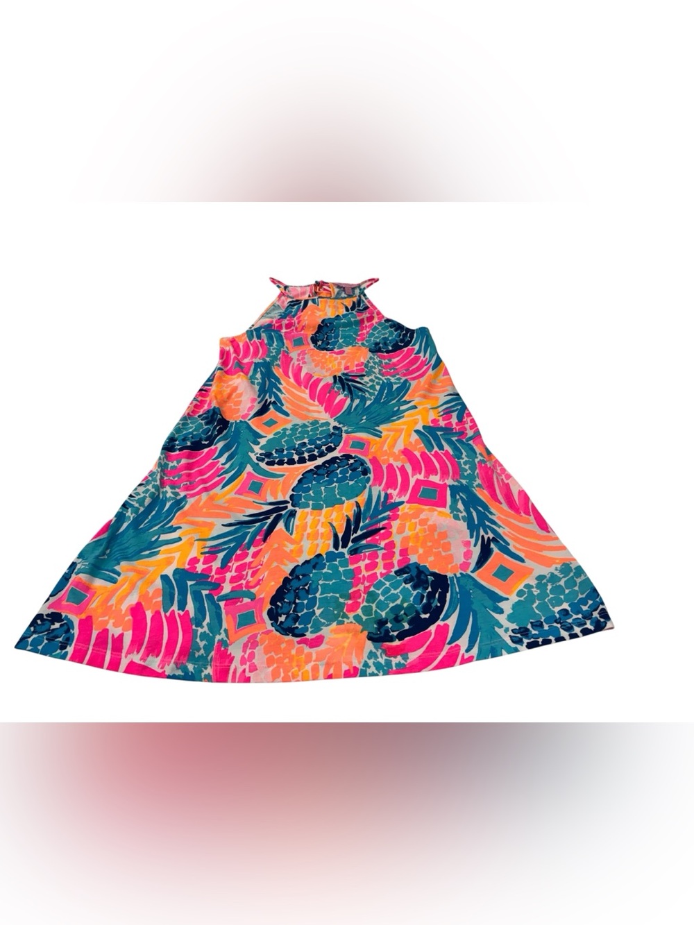 Bright Pineapple Print Halter Lilly Pulitzer Dress - Pink & Teal
